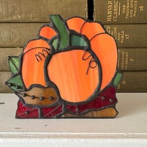 Stained glass pumpkin candleholder - Avon Exclusive Design 2000